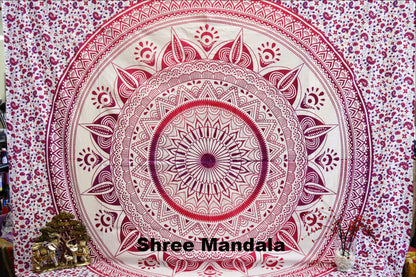 Daisy Pink Ombre Mandala Throw - Adore India   