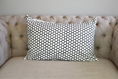 Black Polka Dot Block Print Canvas Cotton Cushion Cover Pillow 2Pcs - Adore India   