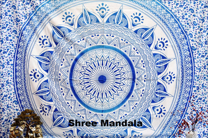 Daisy Blue Ombre Mandala Throw - Adore India   