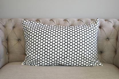 Black Polka Dot Block Print Canvas Cotton Cushion Cover Pillow 2Pcs - Adore India   