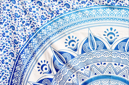 Daisy Blue Ombre Mandala Throw - Adore India   
