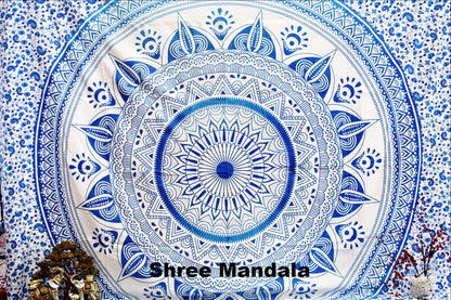 Daisy Blue Ombre Mandala Throw - Adore India   