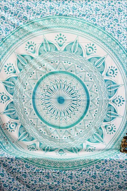 Daisy Sea Green Ombre Mandala Throw - Adore India   