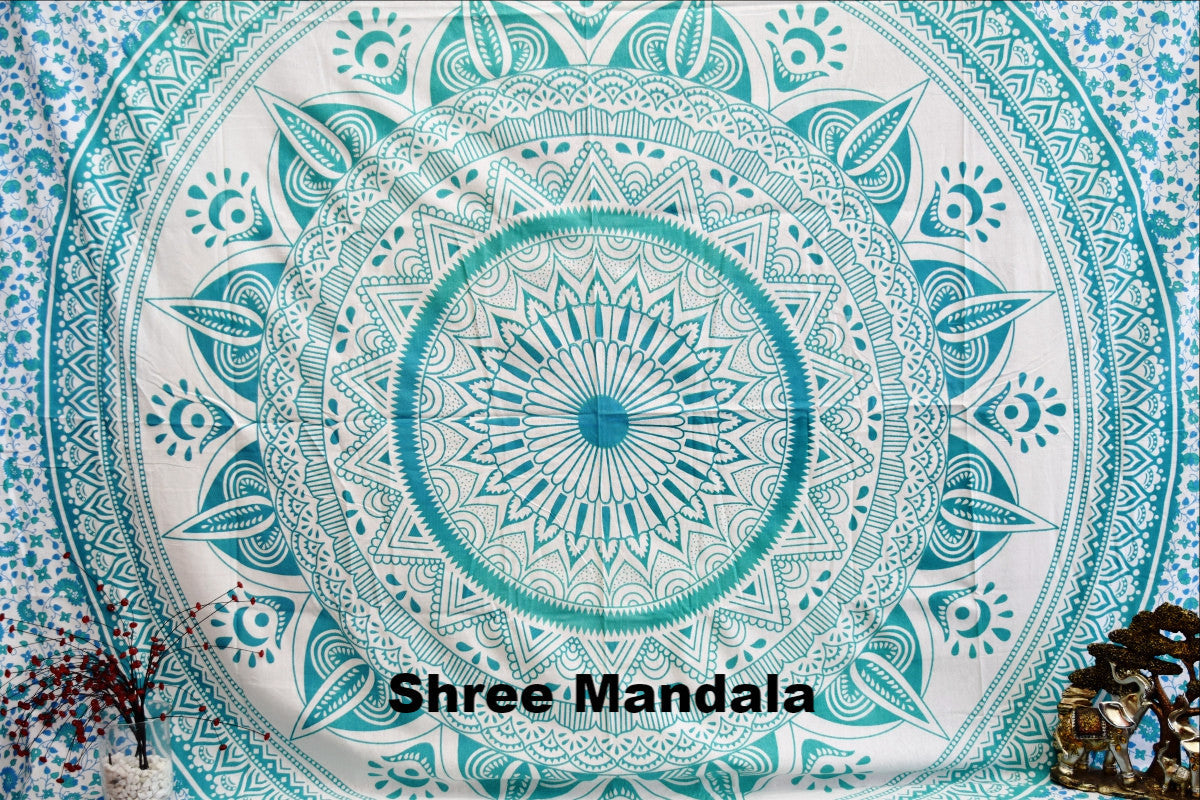 Daisy Sea Green Ombre Mandala Throw - Adore India   