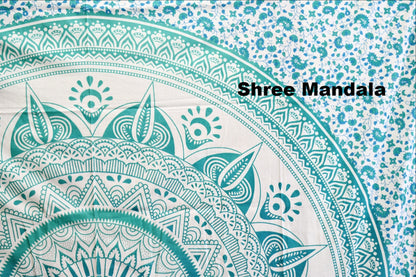 Daisy Sea Green Ombre Mandala Throw - Adore India   
