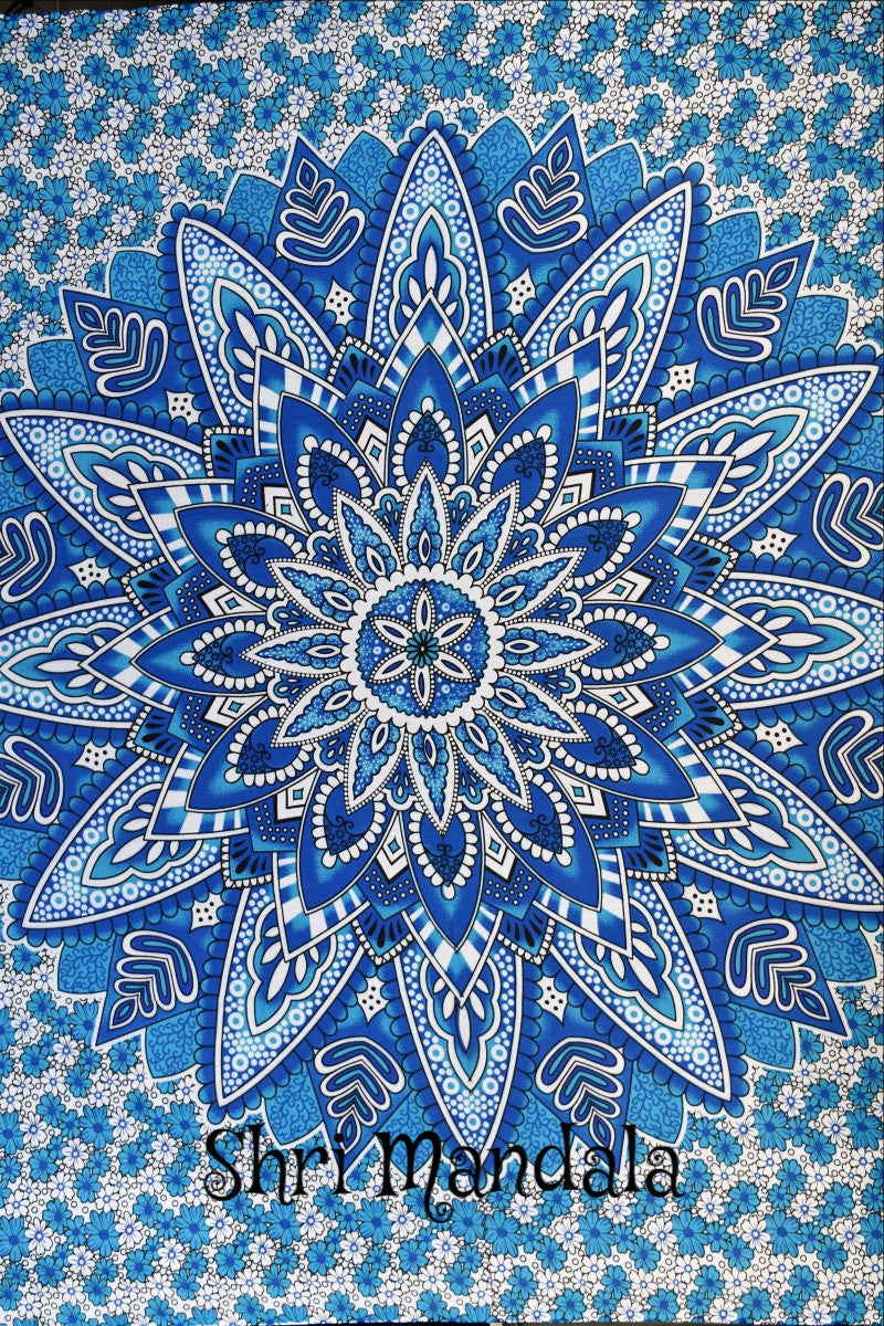 Neelkamal Blue Mandala Throw - Adore India   