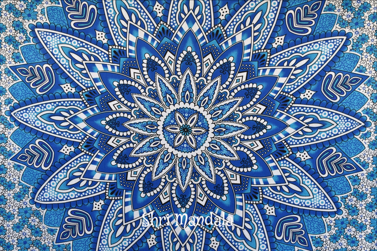 Neelkamal Blue Mandala Throw - Adore India   