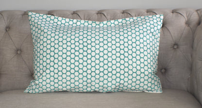 Turquoise Polka Dot Block Print Canvas Cotton Cushion Cover Pillow 2Pcs - Adore India   