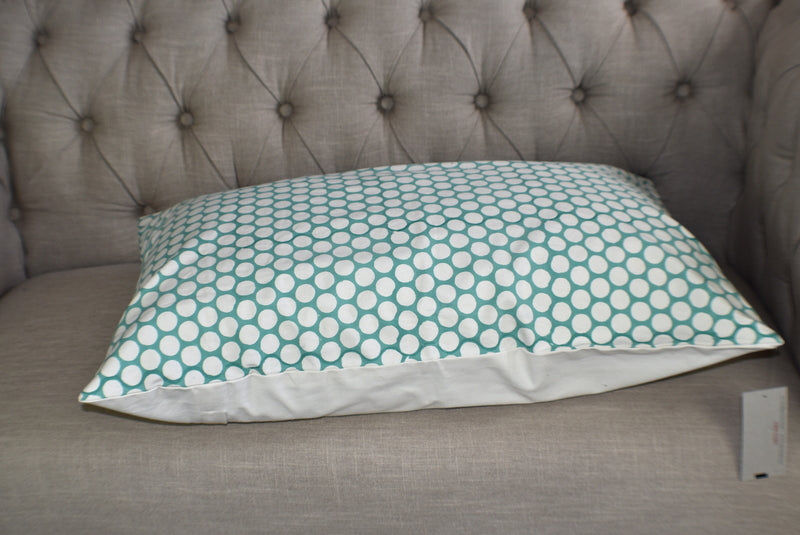 Turquoise Polka Dot Block Print Canvas Cotton Cushion Cover Pillow 2Pcs - Adore India   