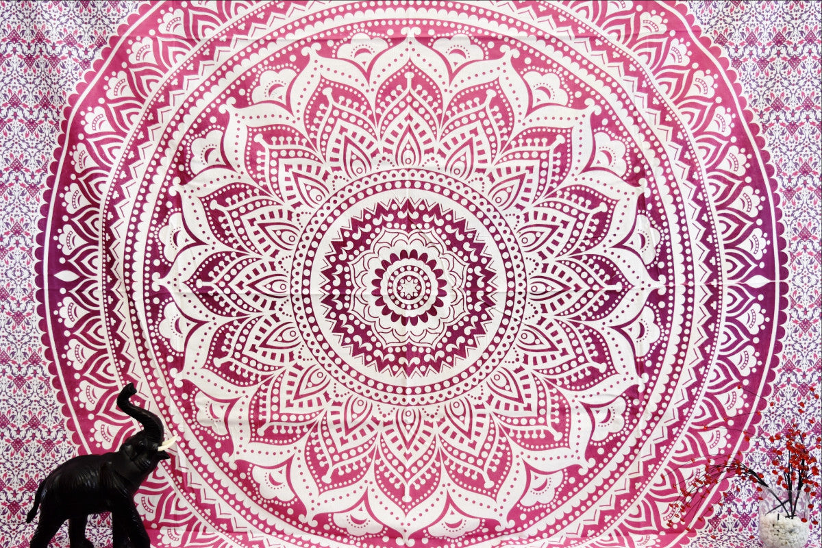 Yantra Pink Ombre Mandala Throw - Adore India   