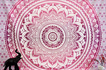 Yantra Pink Ombre Mandala Throw - Adore India   