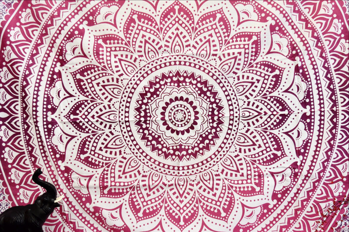Yantra Pink Ombre Mandala Throw - Adore India   