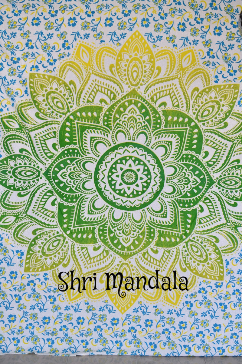 Passion Lime Blue Ombre  Mandala Throw - Adore India   