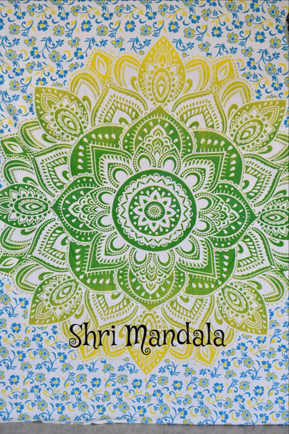 Passion Lime Blue Ombre  Mandala Throw - Adore India   