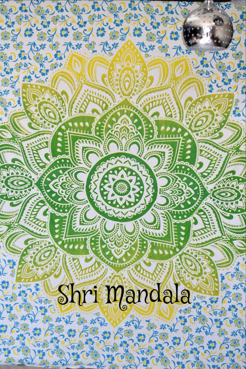 Passion Lime Blue Ombre  Mandala Throw - Adore India   
