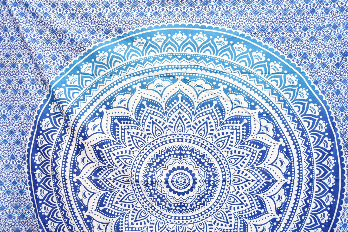 Yantra Blue Ombre Mandala Throw - Adore India   
