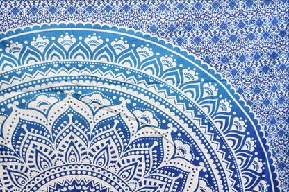 Yantra Blue Ombre Mandala Throw - Adore India   