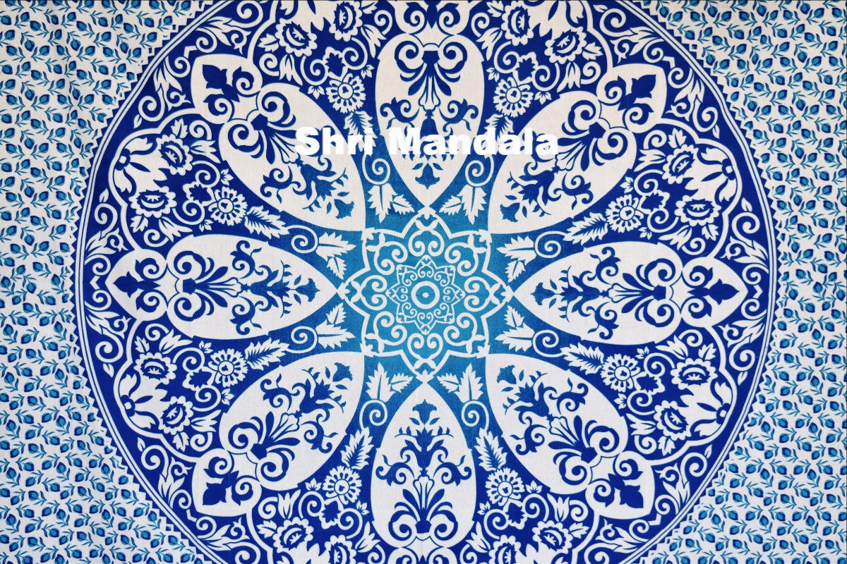 Brahma Blue Ombre  Mandala Throw - Adore India   