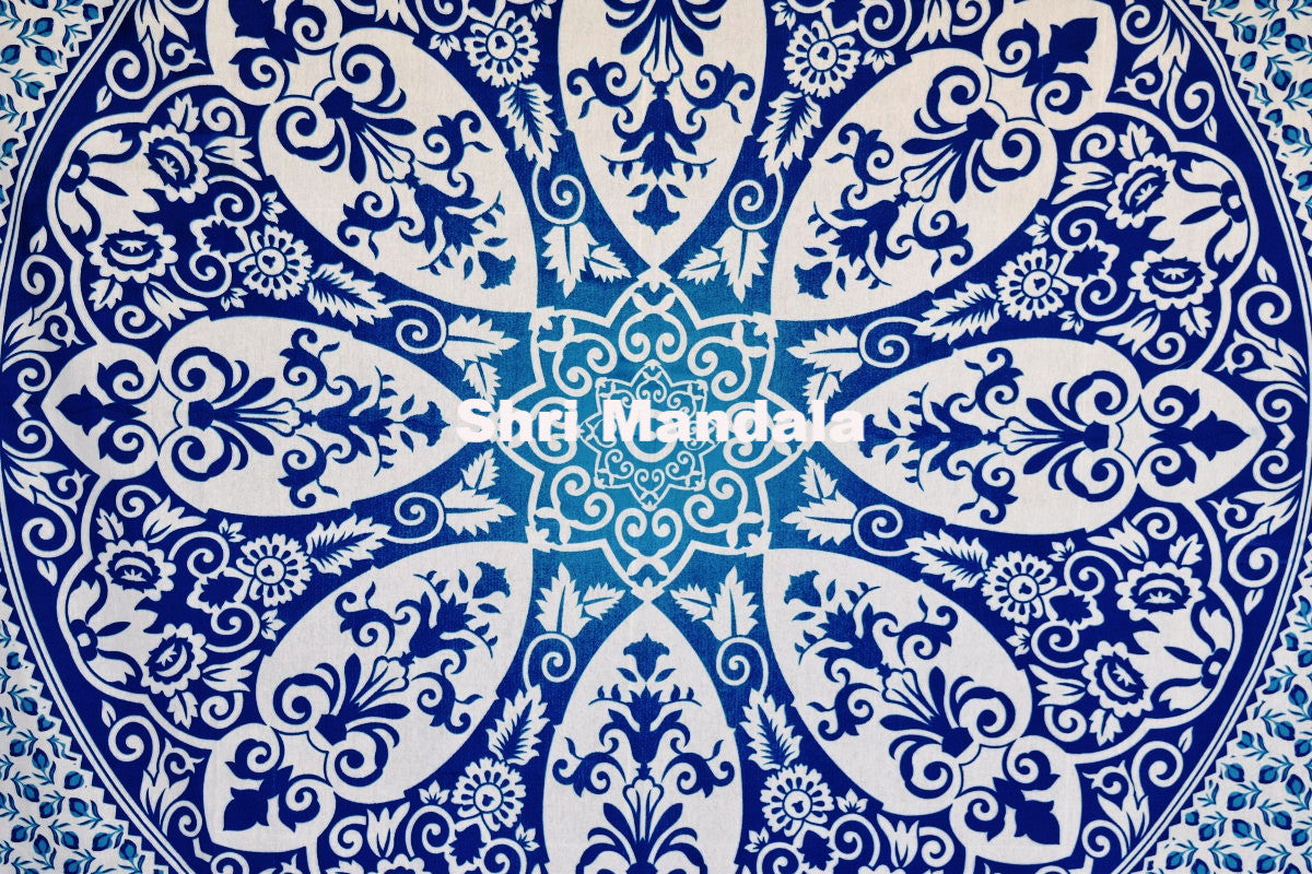 Brahma Blue Ombre  Mandala Throw - Adore India   