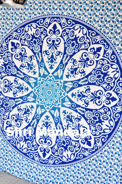 Brahma Blue Ombre  Mandala Throw - Adore India   