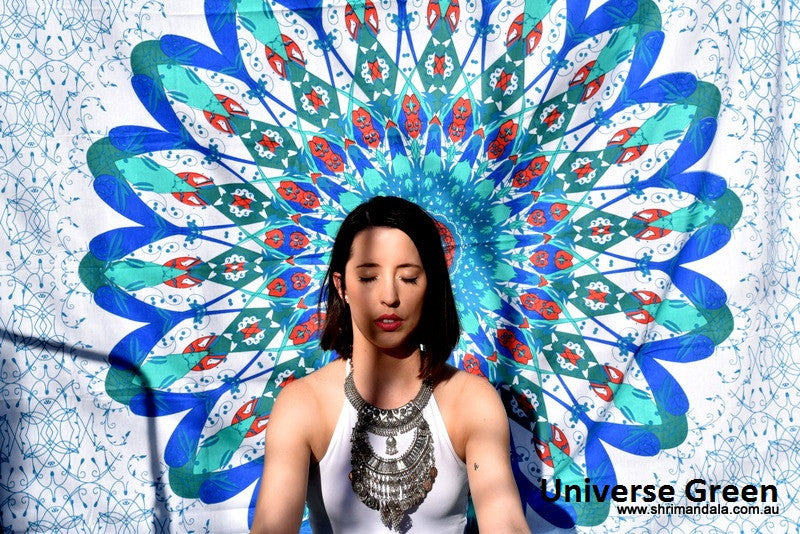 Universe Green Mandala Throw - Adore India   