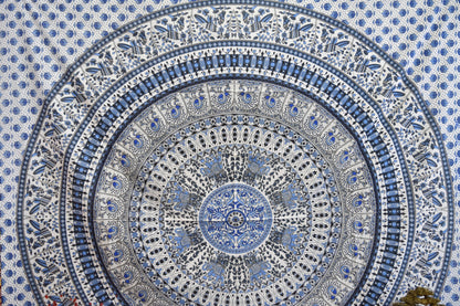 Bird of Prey Blue Mandala Throw - Adore India   
