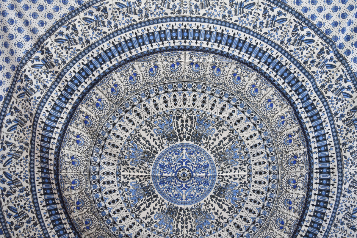 Bird of Prey Blue Mandala Throw - Adore India   