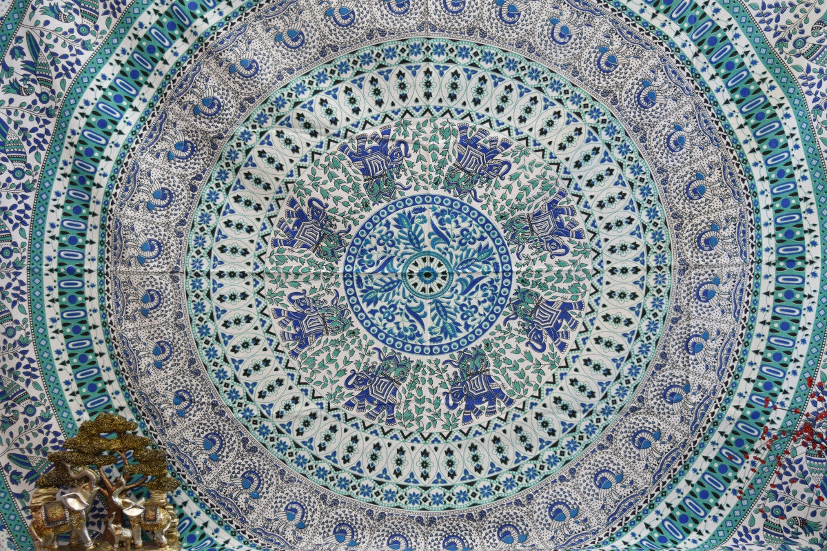 Bird of Prey Green Mandala Throw - Adore India   