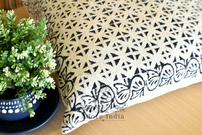 Geometrical Block Print Cotton Dari Cushion Cover Euro Size 65x65cm - Adore India   