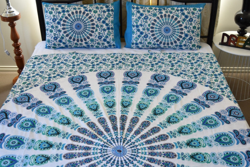 Harmony Lt Blue Mandala Throw - Adore India   