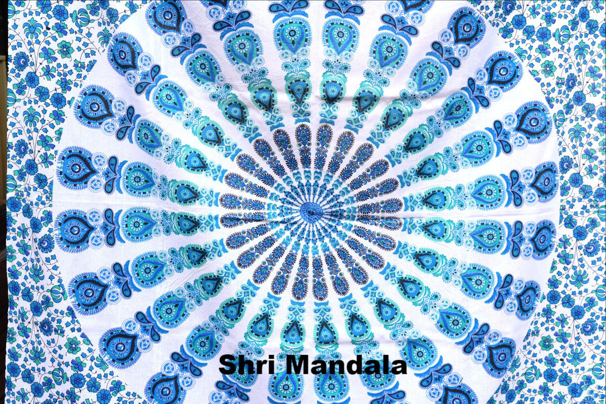 Harmony Lt Blue Mandala Throw - Adore India   