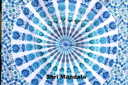 Harmony Lt Blue Mandala Throw - Adore India   