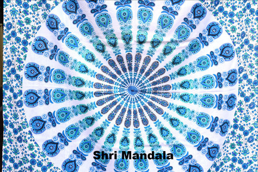Harmony Lt Blue Mandala Throw - Adore India   