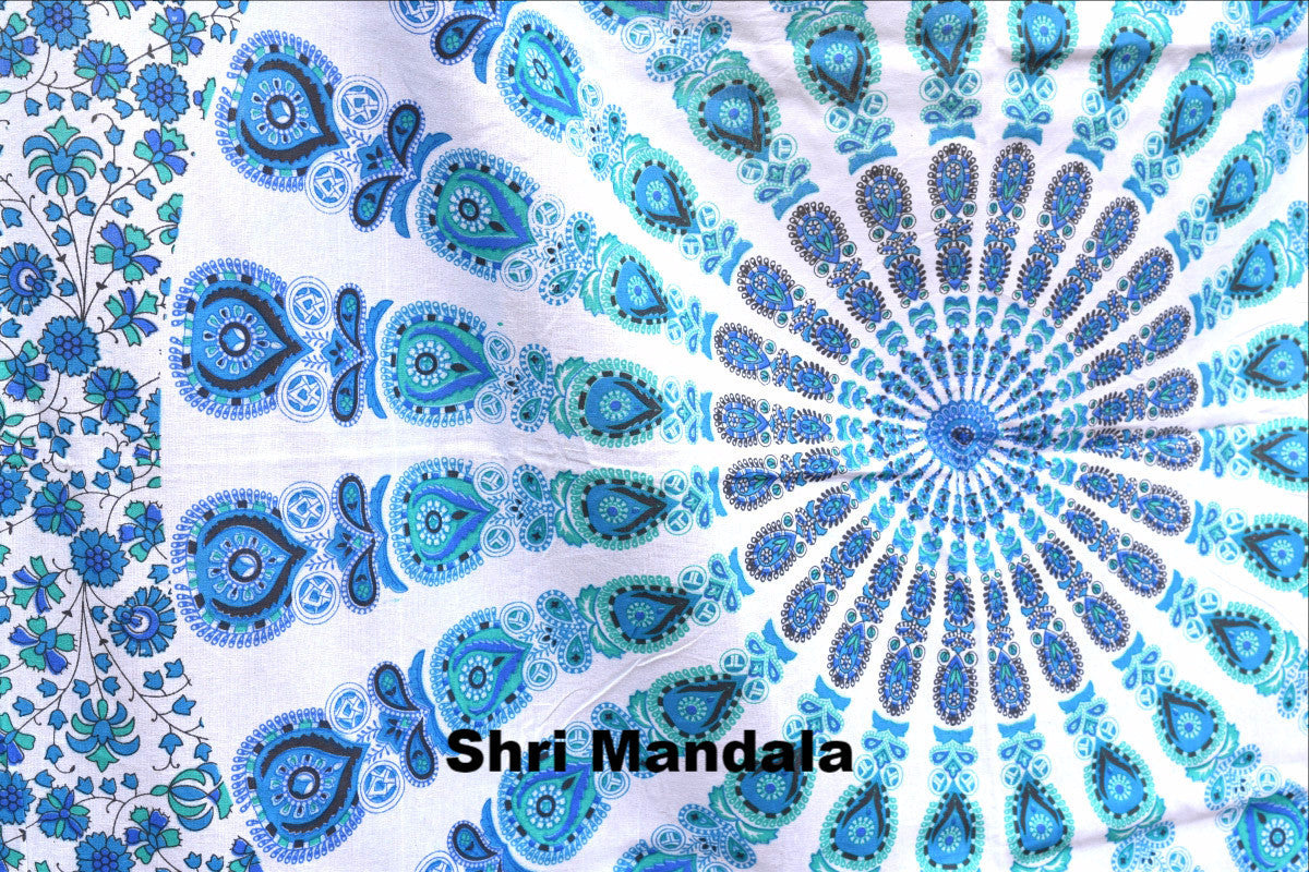 Harmony Lt Blue Mandala Throw - Adore India   