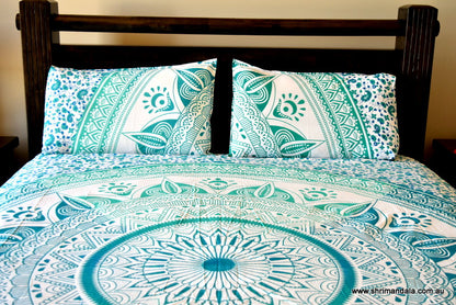 Daisy Turquoise Ombre Mandala Duvet Cover - Adore India   
