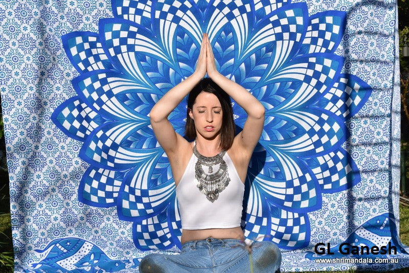 Ganesh Blue Ombre Mandala Throw - Adore India   