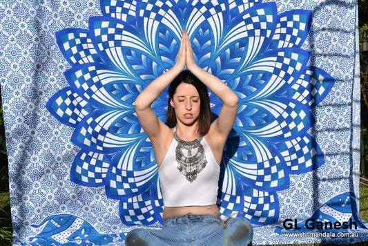 Ganesh Blue Ombre Mandala Throw - Adore India   