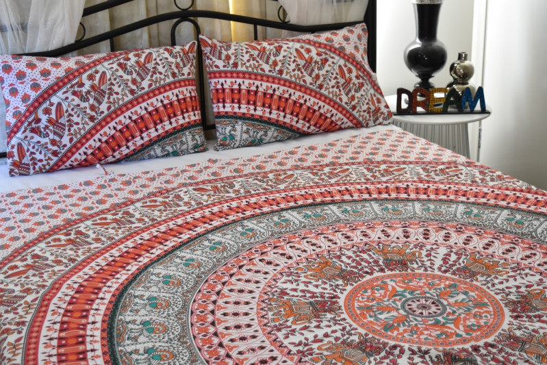 Bird of Prey Red Mandala Duvet Cover - Adore India   