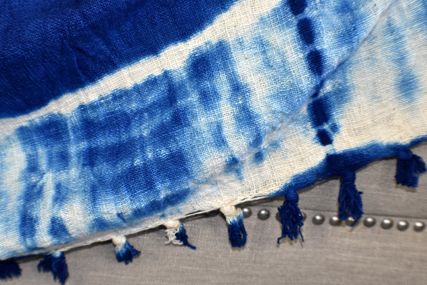 Indigo Tie and Dye Cotton Sluby Bohemian Throw - Adore India   