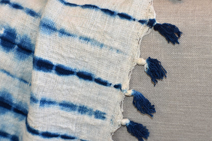 Indigo Tie and Dye  Shibori Cotton Sluby Bohemian Throw - Adore India   