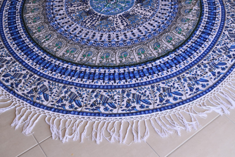 BOP Blue Mandala Beach Round Throw - Adore India   