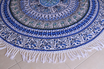 BOP Blue Mandala Beach Round Throw - Adore India   