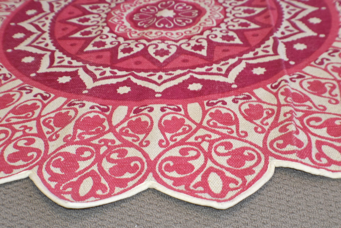 Handmade Pink Mandala Block Print Cotton Dhurrie Carpet Rug - Adore India   