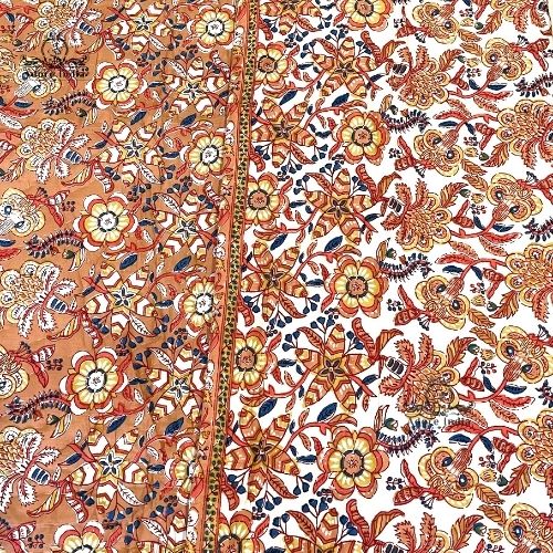 Gold Ganesha Floral Cotton Padded Kantha Bedspread Quilt Comforter - Adore India   