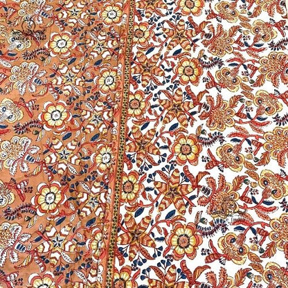 Gold Ganesha Floral Cotton Padded Kantha Bedspread Quilt Comforter - Adore India   