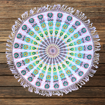 Harmony Mint Mandala Beach Round Throw - Adore India   