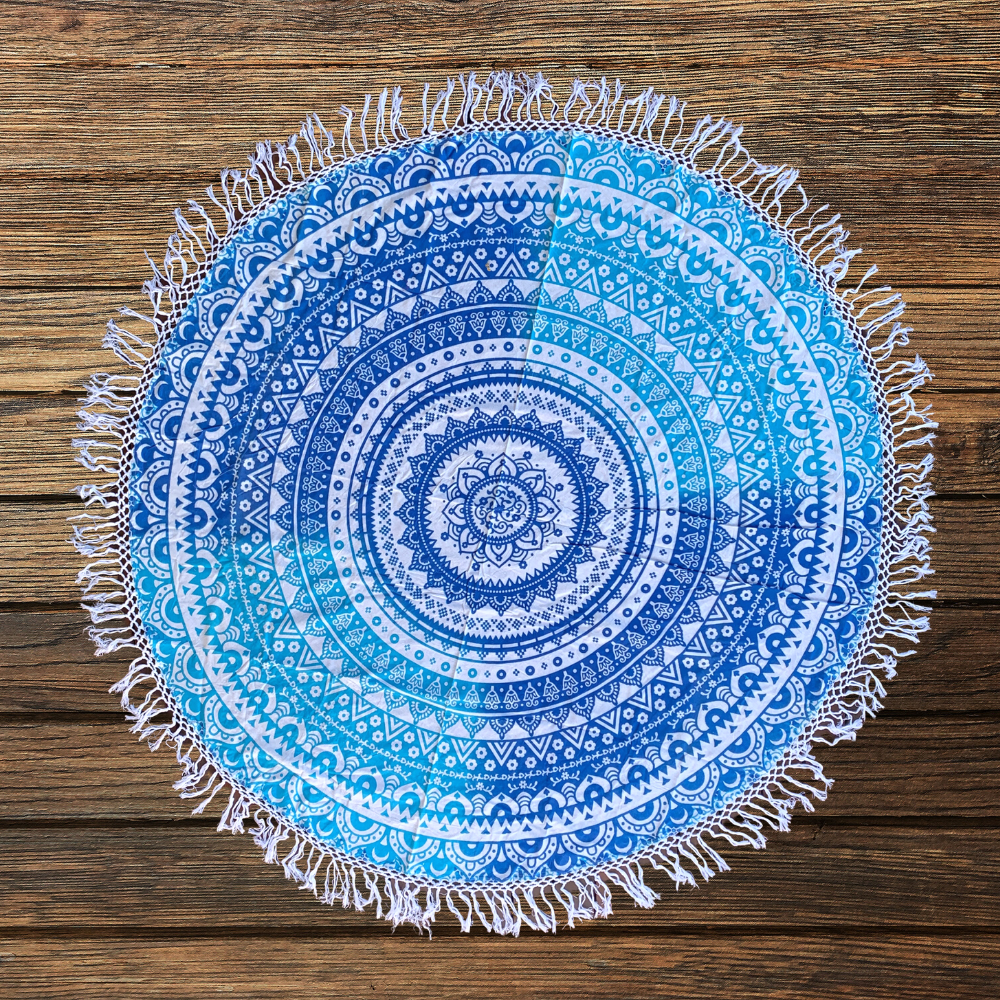 Shri Bohemian Cotton Mandala Beach Round Throw - Adore India   