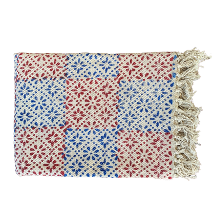 Handmade Beautiful Floral Block Print Cotton Dari Carpet - Adore India   