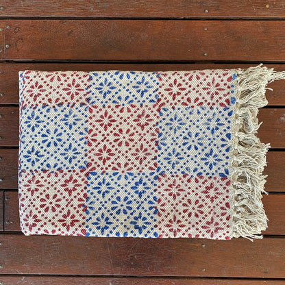 Handmade Beautiful Floral Block Print Cotton Dari Carpet - Adore India   