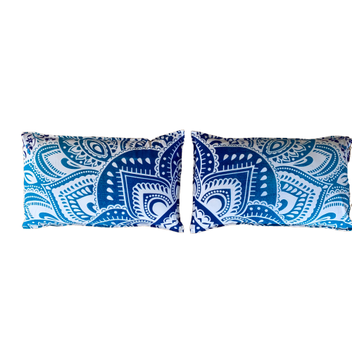 Passion Blue Cotton Mandala Pillow Set 2Pcs - Adore India   